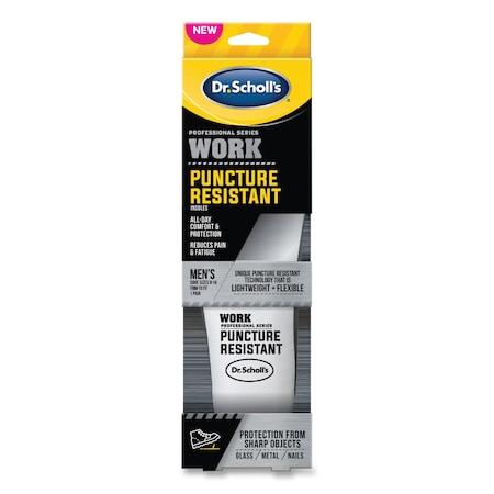 Dr. Scholls Professional Series Work Puncture Resistant Insoles for Men, Men's Size 8 to 14, Black 90000332